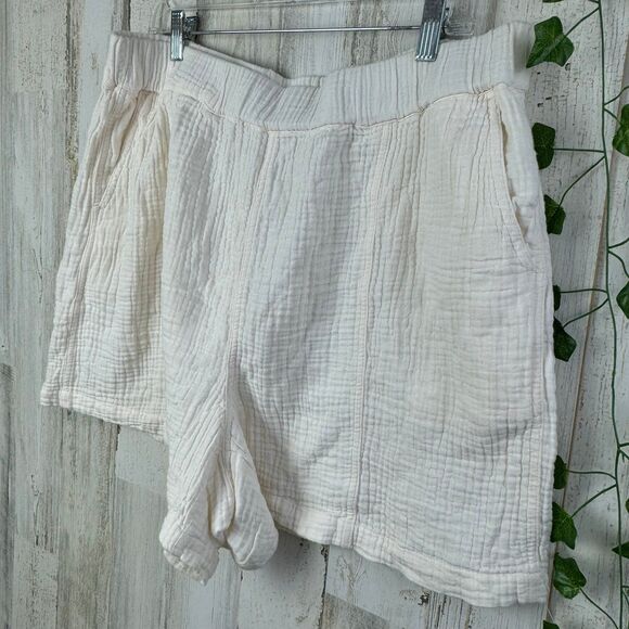 Madewell easy pull on short lightspun in cream beige XL - Picture 3 of 5